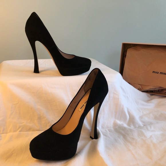 Miu Miu Calzature Donna Camoscio Platform Heel 38 - Picture 2 of 7